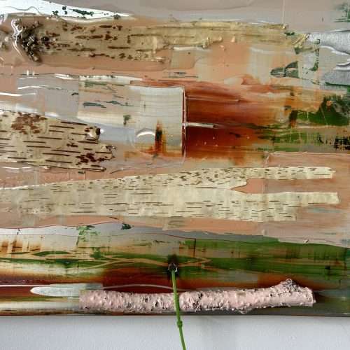 Alüminyum üzerine akrilik, huş ağacı kabuğu ve reçine