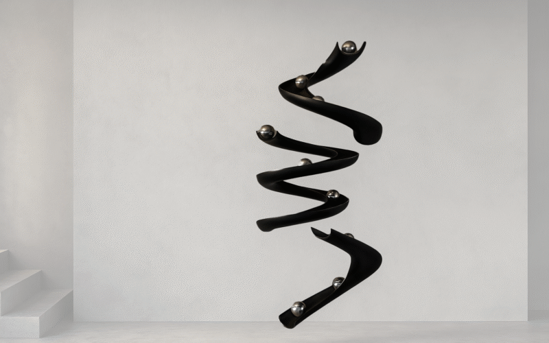 Sergen şehitoğlu Oscar Niemeyer in Merdivenleri Üzerinden Bir Çevrim 3d print üzeri fiber paslanmaz çelik 60x60x60 cm 2025